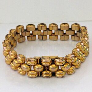 Vintage MCM Switzerland Gold Plated Plaque ORL GMBM Geneve 20 Micron Bracelet